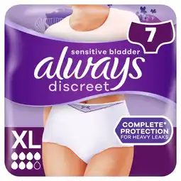 Morrisons Always discreet underwear incontinence pants plus xl 7 pack offer