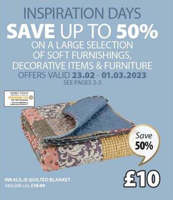 JYSK Inkalilje quilted blanket offer