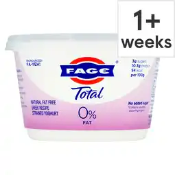 Tesco Fage total 0%fat greek recipe yogurt 450g offer