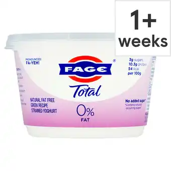 Tesco Fage total 0%fat greek recipe yogurt 450g offer