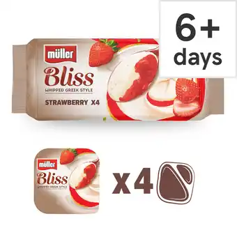 Tesco Muller bliss strawberry greek style yogurt 4x105g offer