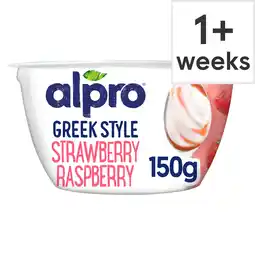 Tesco Alpro greek style strawberry raspberry yogurt alternative 150g offer