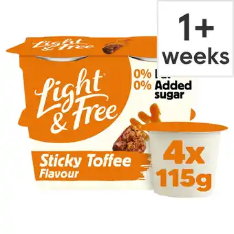 Tesco Light & free greek style yogurt sticky toffee 4x115g offer