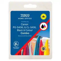 Tesco Tesco remanufactured canon pg-540 xl black & cl-541 xl colour multipack ink cartridges offer