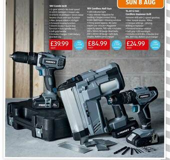 Aldi 18V Combi Drill, 18V Cordless Nail Gun Or 14.4V Li-Ion Cordless Hammer Drill offer