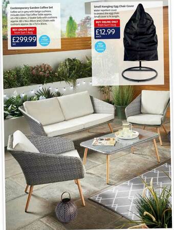 Aldi Contemporary Garden Coffee Set Or Small Hanging Egg Chair Cover offer