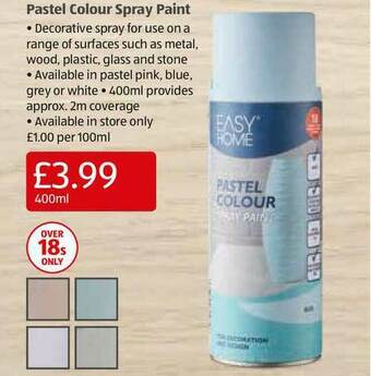 Aldi Pastel Colour Spray Paint offer