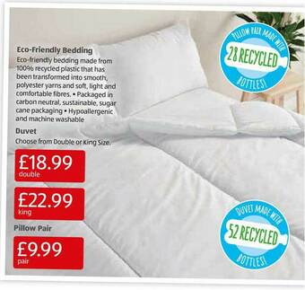 Aldi Eco-Friendly Bedding : Duvet Or Pillow Pair offer