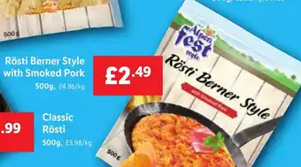 Lidl Rosti Berner Style with Smoked Pork 500g offer