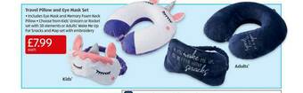 Aldi Travel Pillow And Eye Mask Set offer