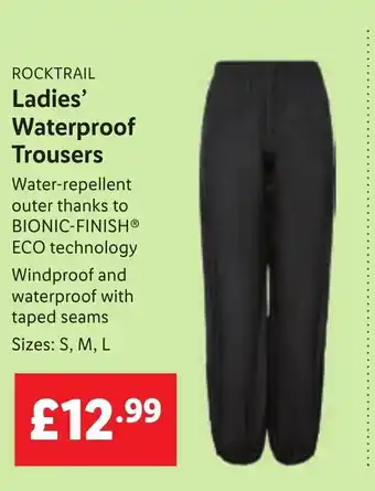 Lidl Rocktail Ladies Waterproof Trousers offer