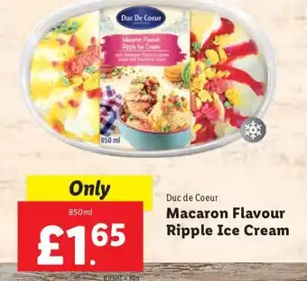 Lidl Duc de Coeur Macaron Flavour Ripple Ice Cream 850ml offer