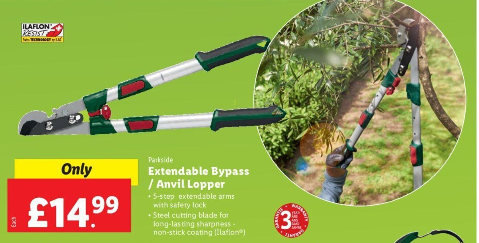 Parkside Extendable Bypass /Anvil Lopper offer at Lidl