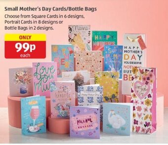 Aldi Small Mother's Day Cards/Bottle Bags offer