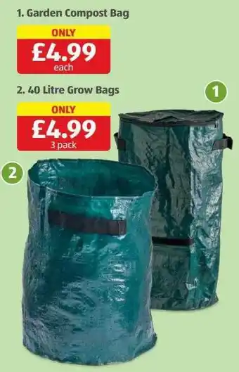 Aldi Garden compost bag, 40 litre grown bags offer