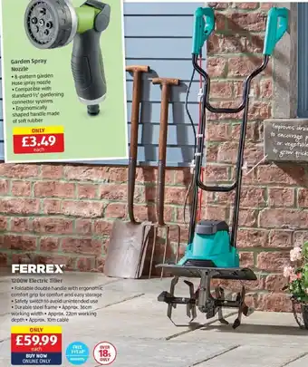 Aldi Ferrex 1200W Electric Tiller offer