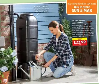 Aldi 100 Litre Slimline Water Butt Set offer