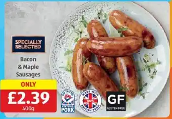 Aldi Bacon & Maple Sausages 400g offer