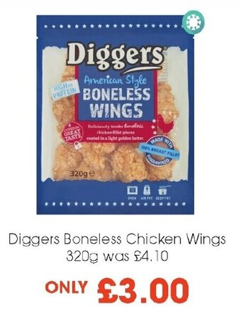 Diggers Boneless Chicken Wings 320g