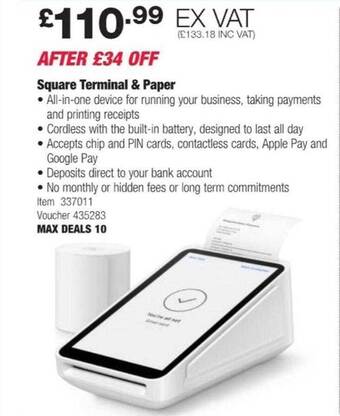 Costco Square terminal & paper offer