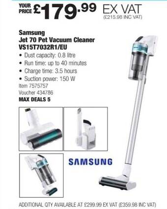Costco Samsung jet 70 pet vacuum cleaner vs15t7032r1-eu offer