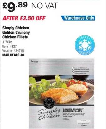Costco Simply chicken golden crunchy chicken fillets offer