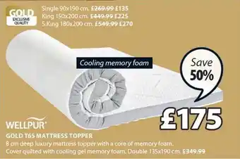 JYSK Gold t65 mattress topper offer