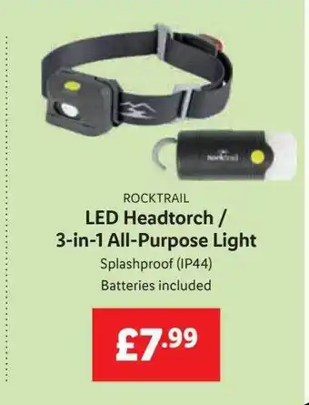 Lidl Rocktrail led headtorch-3-in-1 all-purpose light offer