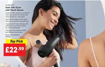 Lidl Silvercrest ionic hair dryer with touch sensor offer