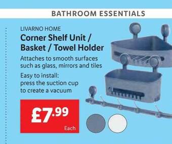 Lidl Livarno home corner shelf unit-basket-towel holder offer