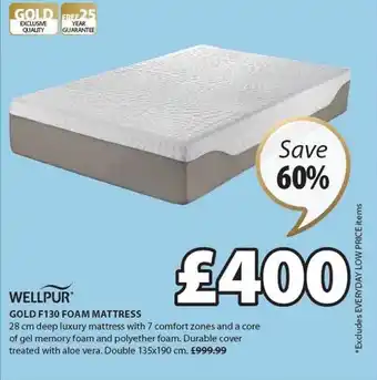 JYSK Gold f130 foam mattress offer