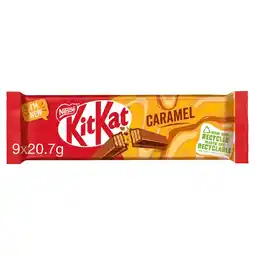 Tesco Kit kat 2 finger caramel chocolate biscuit bar 9 x 20.7g offer