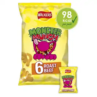 Tesco Walkers monster munch roast beef 6x20g offer