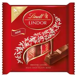 Tesco Lindt lindor milk chocolate bars multipack 4 x 25g offer