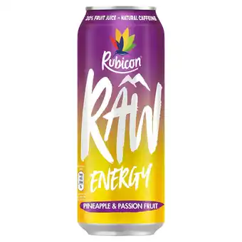 Tesco Rubicon raw energy pineapple & passion fruit 500ml offer