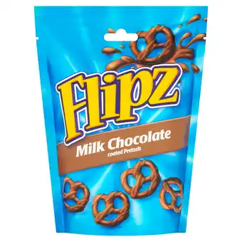 Tesco Flipz milk chocolate coated pretzels 90g offer