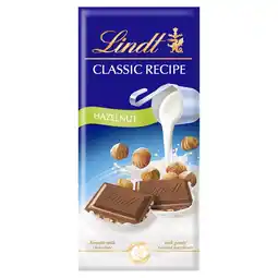 Tesco Lindt classic recipe hazelnut milk chocolate bar 125g offer