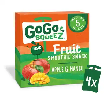 Tesco Gogo squeez fruit snack apple mango 4x90g offer