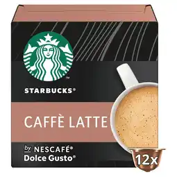 Tesco Starbucks caffe latte nescafe dolce gusto coffee pods 12 pack 121.2g offer