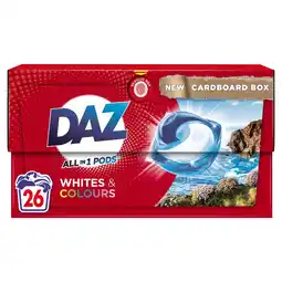 Tesco Daz all in one washing pods whites & colours 26 washes 501.8g offer