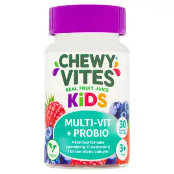 Tesco Chewy vites kids multivitamin & probio fruit gummies 30 pack offer