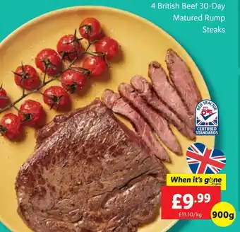 Lidl 4 British Beef 30-Day Matured Rump Steaks 900 g offer