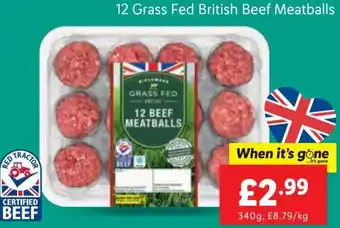 Lidl 12 Grass Fed British Beef Meatballs offer
