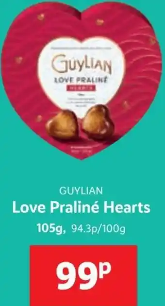 Lidl Guylian Love Praliné Hearts 105g offer