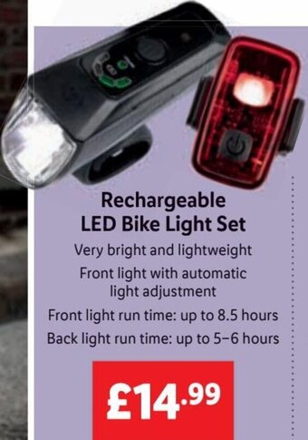 Lidl Rechargeable LED Bike Light Set offer
