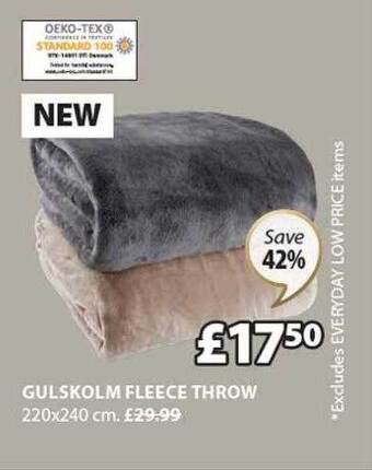 JYSK Gulskolm fleece throw offer