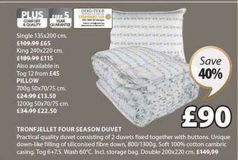 JYSK Tronfjellet four season duvet offer