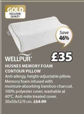 JYSK Wellpur husnes memory foam contour pillow offer