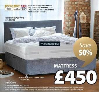 JYSK Dreamzone gold s70 spring mattress offer