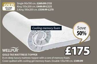 JYSK Wellpur gold t65 mattress topper offer